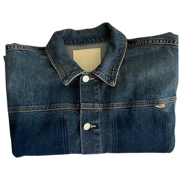 MOTHER NWOT Back Road Sherpa Patchwork Denim Jacket dark wash Running w Scissors - Picture 13 of 13